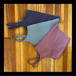 (2) HALARA built in Crop Tops (blue + pink)